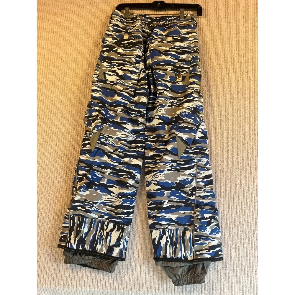 Burton Snow Pants Kids 14 16 L Boys Blue Camo Insulated Snowboarding Ski
